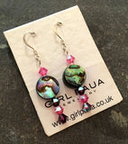 Paua Shell & Crystal Earrings - Long - by Mhairi Sim - Girl Paua