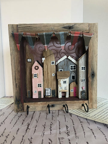 Pink Street Wall Art/Key Hanging - by Emma Frame