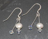 Freshwater Pearl & Crystal Earrings White - by Mhairi Sim - Girl Paua