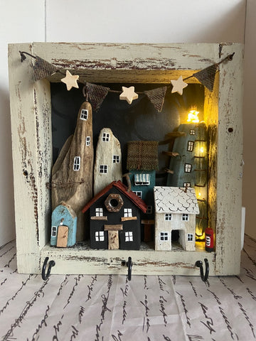 Star Village Wall Art/Key/Lead Hanger (+LED Lights) - by Emma Frame