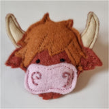 Highland Cow Felt Brooch - by Lucy Jackson