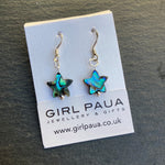 Paua Shell and Silver Bead Earrings - by Mhairi Sim - Girl Paua