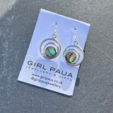 Paua Shell in Silver Frame Earrings - by Mhairi Sim - Girl Paua