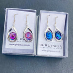 Paua Shell in Silver Frame Earrings - by Mhairi Sim - Girl Paua