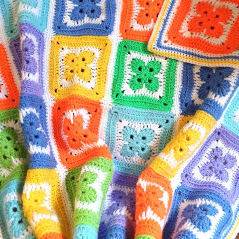 Bright Crochet Squares Blanket - by Fiona Whyte