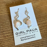 Mother of Pearl in Silver Frame Earrings - by Mhairi Sim - Girl Paua