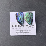 Paua Shell Natural Shape Stud Earrings - by Mhairi Sim - Girl Paua