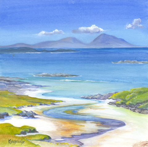 'Towards Rhum from Portuairk, Ardnamurchan' Original Painting by Gillian Kingslake