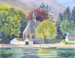 "Church at Luss, from the Loch" - unframed original watercolour- by Gillian Kingslake