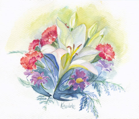 'Celebration Posy' - Unframed Original Watercolour By Gillian Kingslake