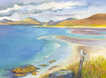 'Autumn Colour Luskentyre, Harris' Framed Original Watercolour by Gillian Kingslake