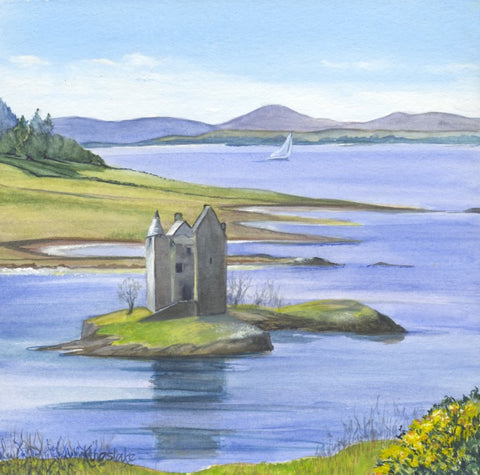 'Castle Stalker' Framed Original watercolour by Gillian Kingslake