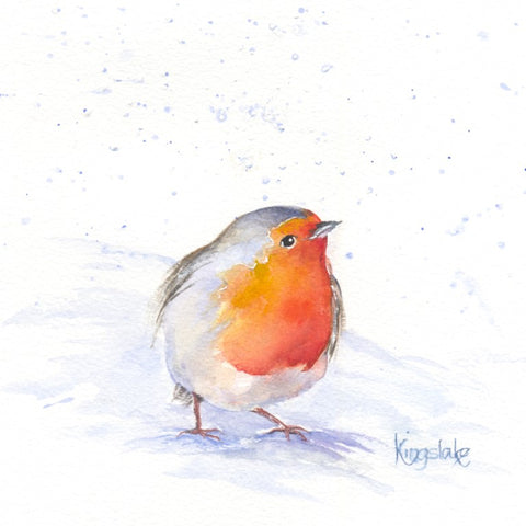 "His First Winter" Original mounted Watercolour Painting by Gillian Kingslake