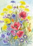 "Poppies and Wild Flowers" - Unframed Original Watercolour By Gillian Kingslake