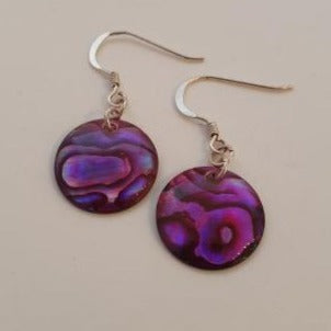 Red Drop Paua Shell Earrings PE18 - by Mhairi Sim - Girl Paua