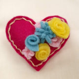 Flower Heart Felt Brooches - by Lucy Jackson