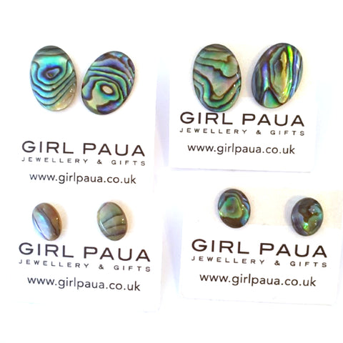 Paua Shell Oval Stud Earrings - by Mhairi Sim - Girl Paua