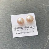 Freshwater Pearl Stud Peach/Pink - by Mhairi Sim - Girl Paua