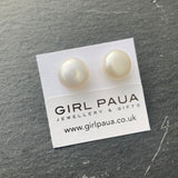 Freshwater Pearl Stud White - by Mhairi Sim - Girl Paua