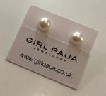Freshwater Pearl Stud White - by Mhairi Sim - Girl Paua