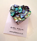 Mosaic Paua Shell Brooches - by Mhairi Sim - Girl Paua