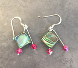 Paua Shell and Crystal Earrings Double Drop- by Mhairi Sim - Girl Paua