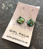 Paua Shell and Crystal Earrings Double Drop- by Mhairi Sim - Girl Paua