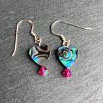 Paua Shell and Crystal Earrings - by Mhairi Sim - Girl Paua