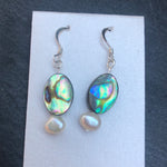 Paua Shell and Freshwater Pearl Earrings - by Mhairi Sim - Girl Paua