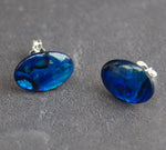 Blue Oval Paua Shell  Earrings - by Mhairi Sim - Girl Paua