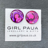 Red Paua Shell  Earrings - by Mhairi Sim - Girl Paua