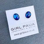 Blue Oval Paua Shell  Earrings - by Mhairi Sim - Girl Paua