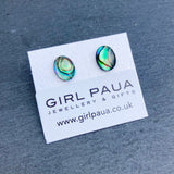 Paua Shell Oval Stud Earrings - by Mhairi Sim - Girl Paua