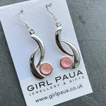 Mother of Pearl in Silver Frame Earrings - by Mhairi Sim - Girl Paua