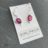 Paua Shell in Silver Frame Earrings - by Mhairi Sim - Girl Paua