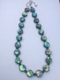 Paua Shell & Coloured Crystal Necklace - by Mhairi Sim - Girl Paua