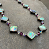 Paua Shell & Coloured Crystal Necklace - by Mhairi Sim - Girl Paua