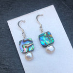 Paua Shell and Freshwater Pearl Earrings - by Mhairi Sim - Girl Paua