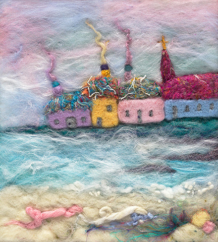 The Village Shore on Slate - by Lynne McGill - LinPin