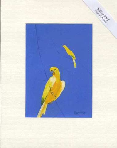 Yellow Bird  Original Acrylic Painting - Unframed By Gillian Kingslake