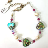 Paua Shell, Freshwater Pearl & Crystal Bracelets - by Mhairi Sim - Girl Paua