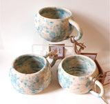 Blue and White Speckled Collection Tea Cups- by Claire Farmer - Little Bird Ceramics