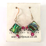 Paua Shell and Crystal Earrings Double Drop- by Mhairi Sim - Girl Paua