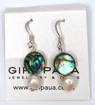 Paua Shell and Freshwater Pearl Earrings - by Mhairi Sim - Girl Paua