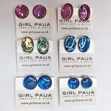 Paua Shell Clip On Earrings - by Mhairi Sim - Girl Paua