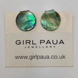 Paua Shell Clip On Earrings - by Mhairi Sim - Girl Paua