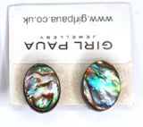 Paua Shell Clip On Earrings - by Mhairi Sim - Girl Paua