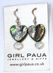 Paua Shell and Freshwater Pearl Earrings - by Mhairi Sim - Girl Paua