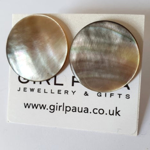 Mother of Pearl Stud Earrings - by Mhairi Sim - Girl Paua