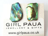 Paua Shell Natural Shape Stud Earrings - by Mhairi Sim - Girl Paua